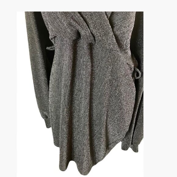 Feral Apparel Black Metallic Faux Wrap-Style Body-Con Dress Size 3XL EUC - Picture 6 of 9